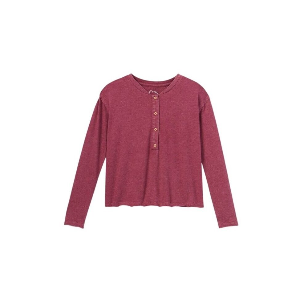 Girls Boxy Henley Long Sleeve T-Shirt S 6/6X Purple